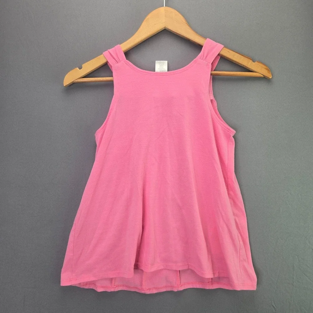 Gymboree Girls Tank Top Ruffle Floral Rhinestone Size 9 Pink Sleeveless Stretch